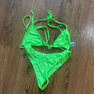 neon green 3 piece bikini set